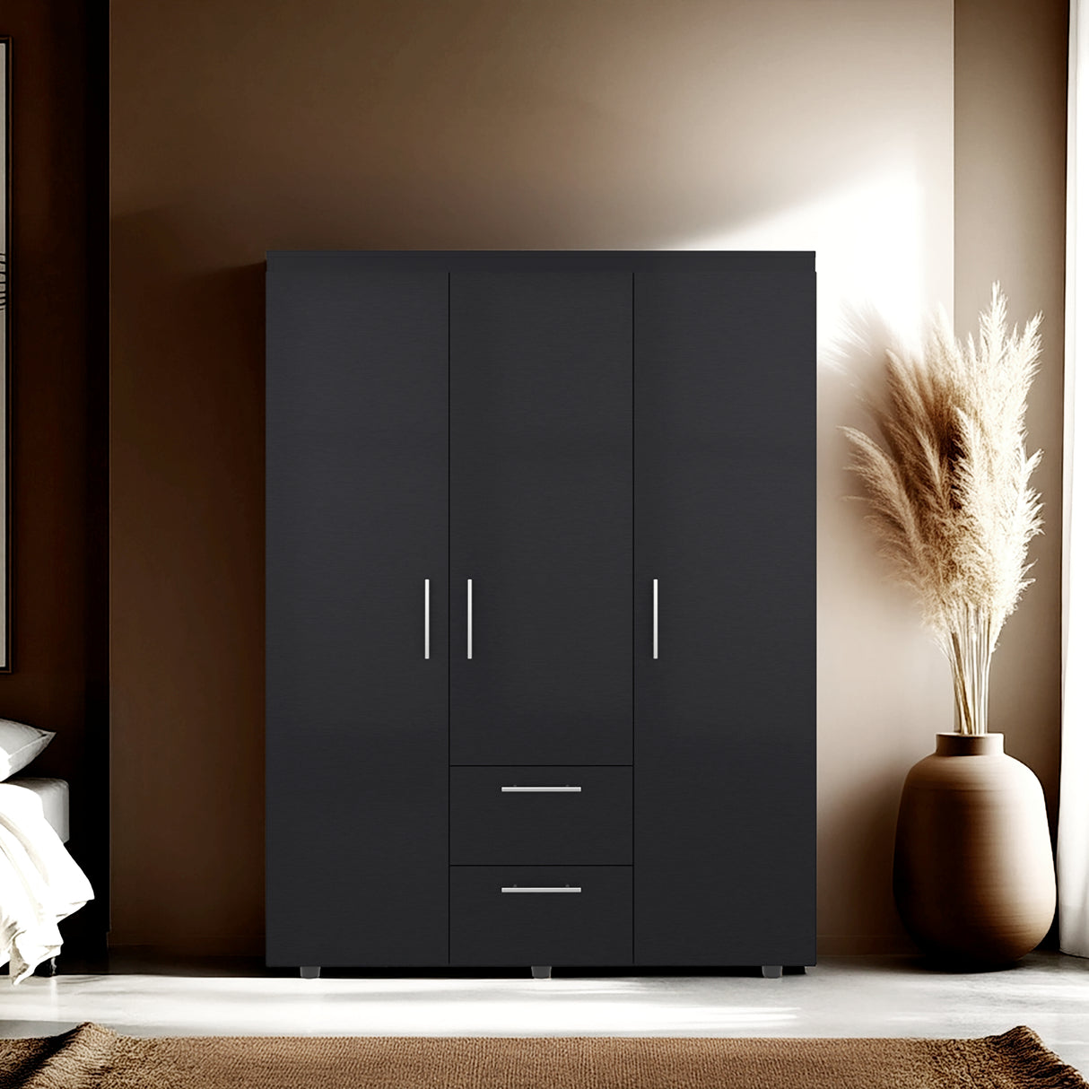 Closet Baru Wengue 135x180cm con Tres Puertas y con Dos Cajones