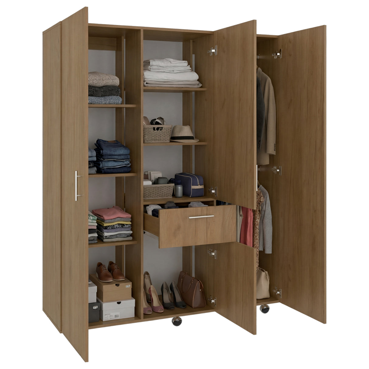 Closet Amalfi Fresno Europeo 140x183cm con Cuatro Puertas y con Un Cajón