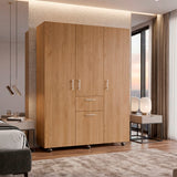 Closet Amalfi Fresno Europeo 140x183cm con Cuatro Puertas y con Un Cajón