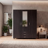 Closet Luciano Wengue 150.1x177cm con Tres Puertas y con Tres Cajones