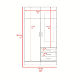 Closet Marfil Wengue 100x180.6cm con Dos Puertas y con Tres Cajones