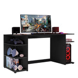 Escritorio Gamer Negro 136x74cm con Organizador de Libros