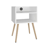 Mesa de Noche Didi Blanco 40x58cm con Un Entrepaño y un Compartimiento