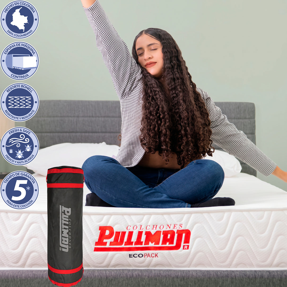 Colchón Enrollado Ecopack Blanco Semidoble 120 X 190 Cm Ortopedico Firmeza Medio con Pillow Sencillo