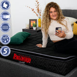 Colchón Enrollado Orthopack BTU Negro Queen 160 X 190 Cm Ortopedico Firmeza Medio con Pillow Sencillo