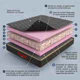 Colchón Enrollado Casatapack Negro y Gris Semidoble 120 X 190 Cm Ortopedico Firmeza Firme con Pillow Sencillo