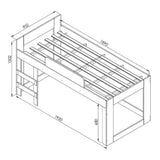 Cama Infantil Blanco 93.2x100.2cm para colchón Sencillo 90 X 190 Cm con Cabecero y sin Colchon