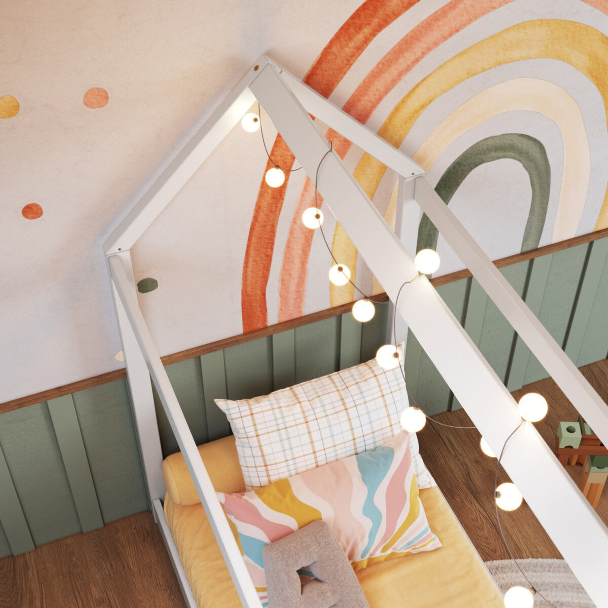 Cama Infantil Montessoriaba Blanco 74.2x137.5cm para colchón Infantil 70 X 130 Cm y sin Colchon