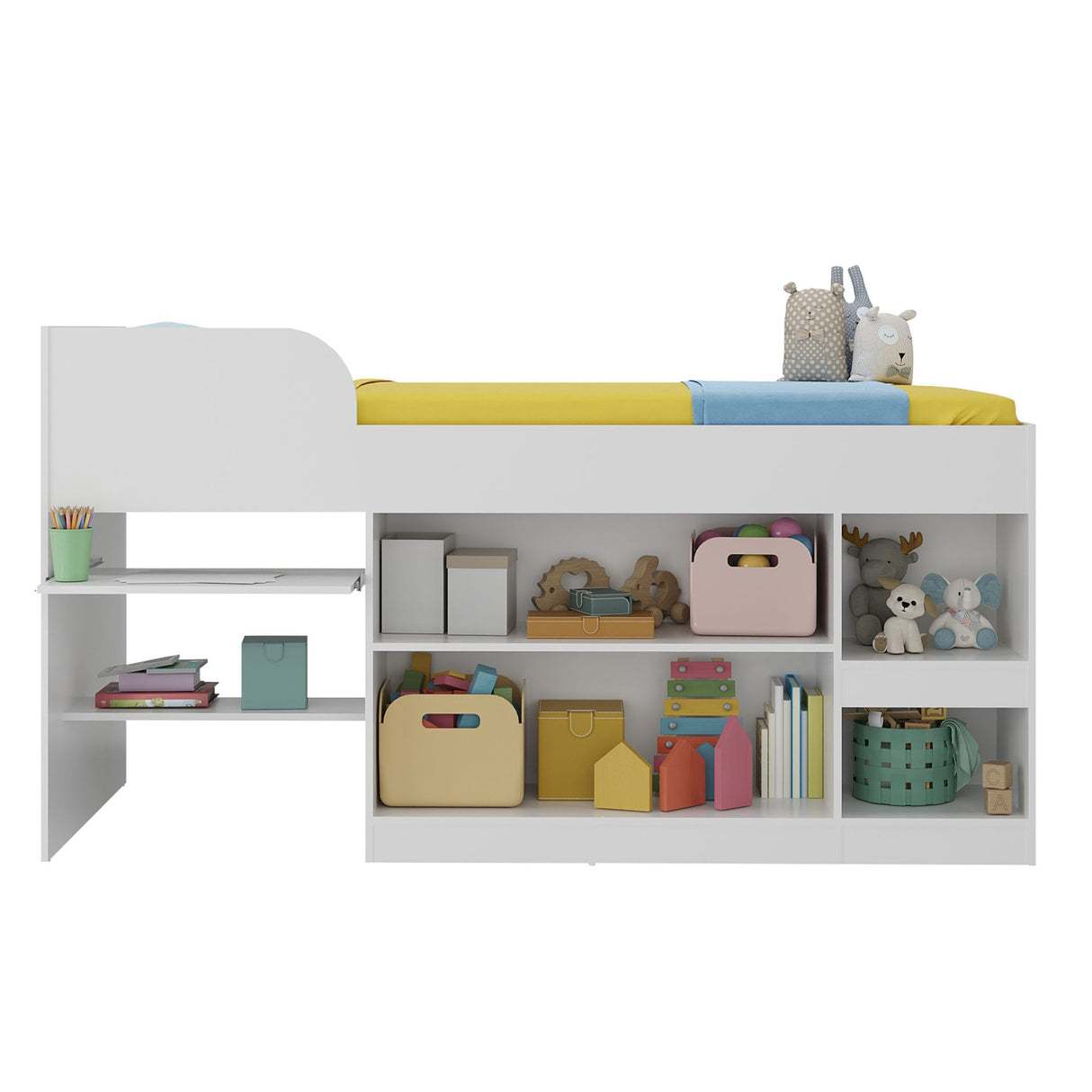 Cama Multifuncional Blanco 193x84cm para colchón Infantil 80 X 190 Cm con Cabecero y sin Colchon