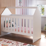 Cuna Blanco 63X111cm para colchón Infantil 60 X 130 Cm con Cabecero y con Colchón