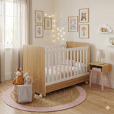 Cuna 3 en 1 Bunny Castaño 78x142cm para colchón Infantil 70 X 130 Cm con Cabecero y con Colchón