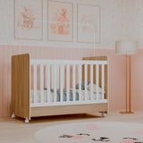 Cuna 3 en 1 Bunny Castaño 78x142cm para colchón Infantil 70 X 130 Cm con Cabecero y con Colchón