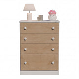 Cómoda Blanco y Castaño 61x85cm de Cuatro Hileras con Cuatro Cajones