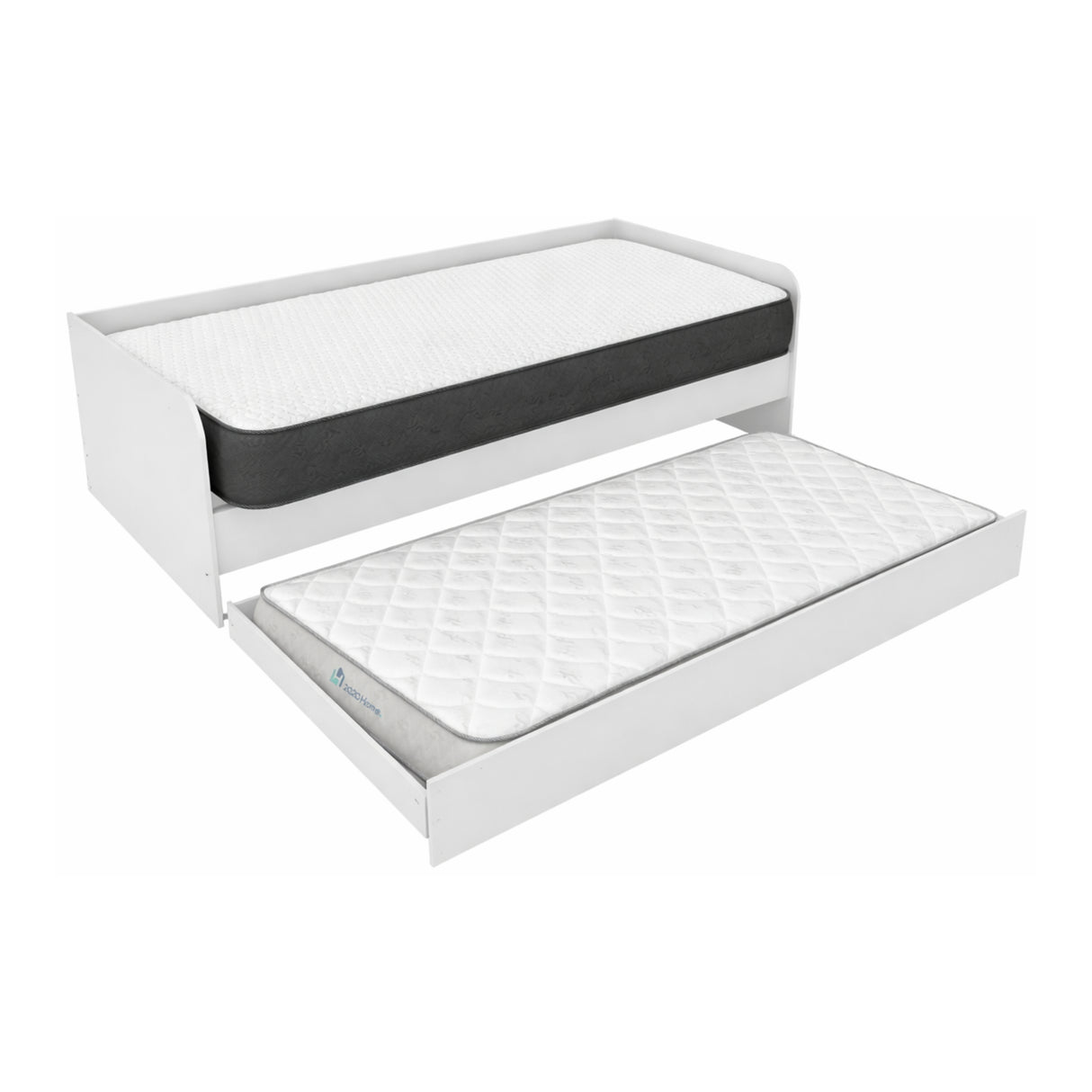 Combo Base Cama y Colchón Atlanta Blanco 193x68cm con colchoneta Sencilla 90 X 190 cm