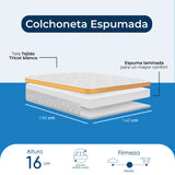 Combo Base Cama y Colchón Atlanta Blanco 193x68cm con colchoneta Sencilla 90 X 190 cm