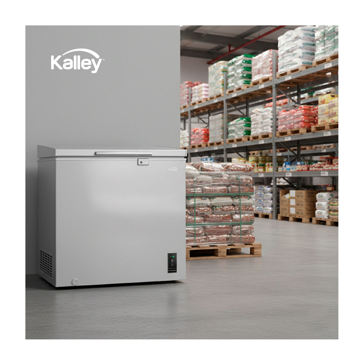 Congelador Kalley Inverter Dual Gris 55x85cm de 194 Litros con Iluminación Interna