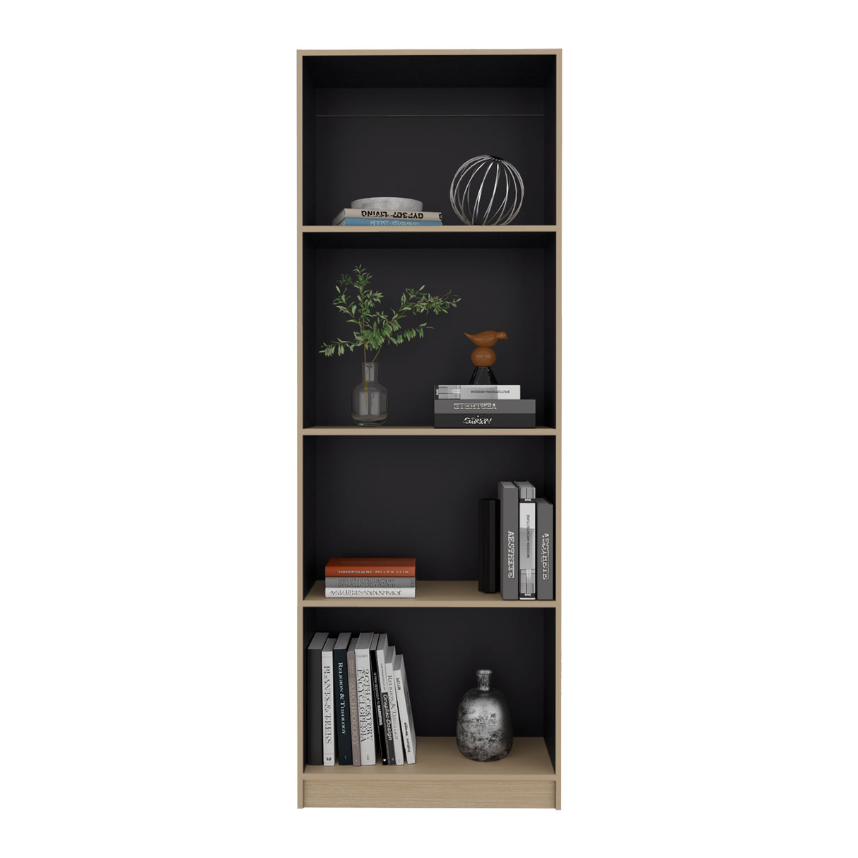 Estantería Home E-M1 Cartagena y Wengue 62.8x180.6cm Rectangular con Cuatro Compartimientos y Tres Entrepaños