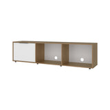 Rack de TV Dorne Fresno Europeo y Blanco 162x41.1cm para TV Hasta 65" Pulgadas con Dos Compartimientos y con Ranura para Cables