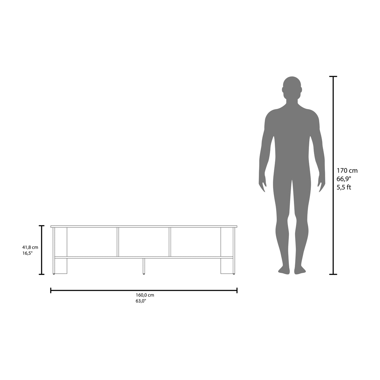 Rack de TV Belga Mamba 160x41.8cm para TV Hasta 65" Pulgadas con Tres Compartimientos