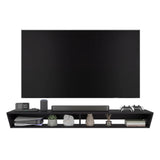 Rack de TV Russel Wengue 160x18.1cm Flotante para TV Hasta 65" Pulgadas con Dos Compartimientos y con Ranura para Cables