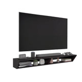 Rack de TV Russel Wengue 160x18.1cm Flotante para TV Hasta 65" Pulgadas con Dos Compartimientos y con Ranura para Cables