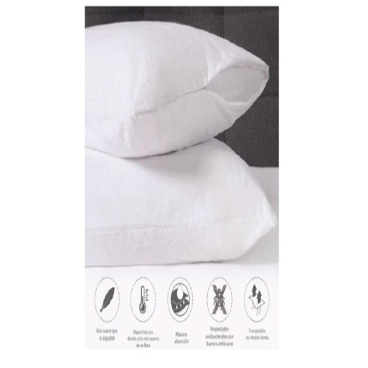 Protector de Almohada Bambu Blanco 50x90cm 180 Hilos Impermeable Fondo Entero