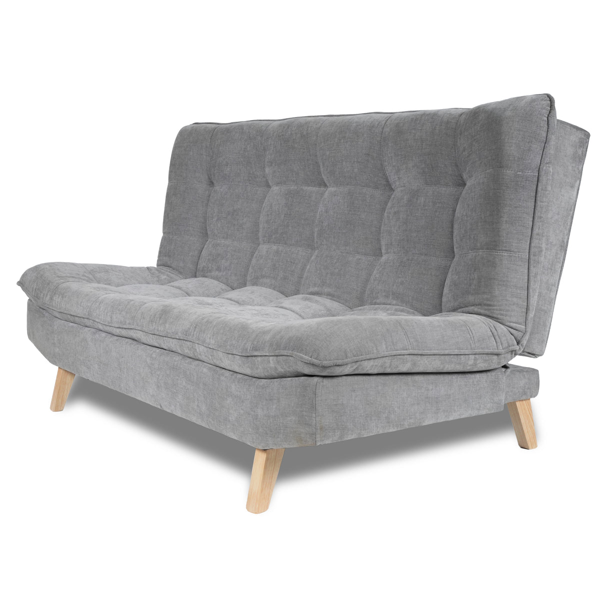 Sofá Cama Bilbao Plata 120x93cm de Tres Puestos Reclinable Antifluido sin Apoya Brazos y con Dos Cojines Decorativos