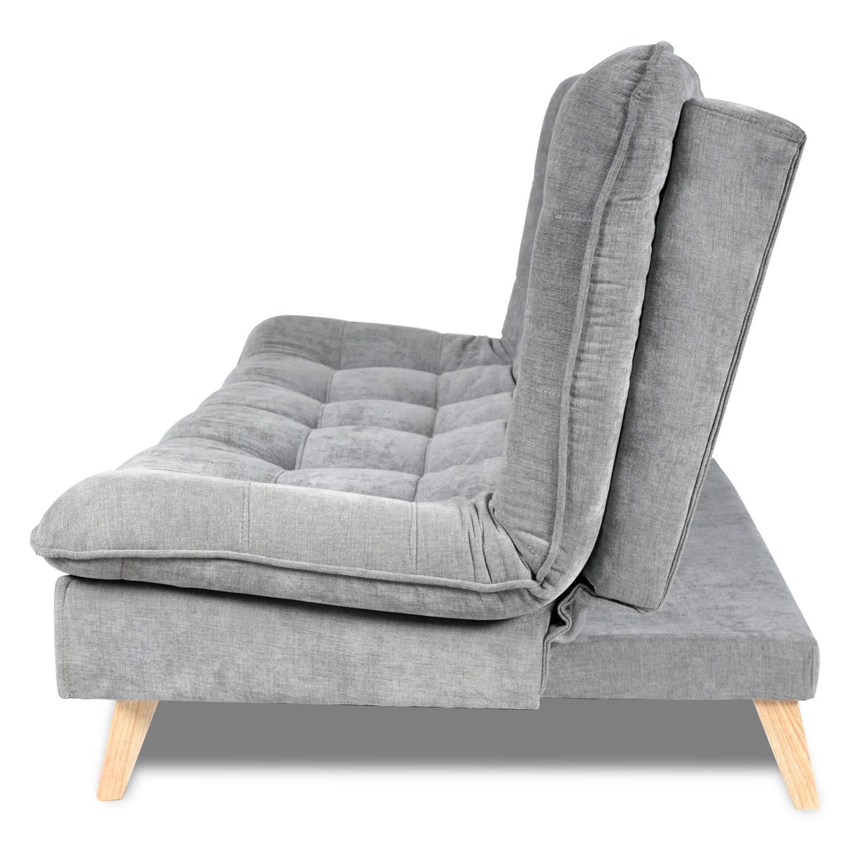 Sofá Cama Bilbao Plata 120x93cm de Tres Puestos Reclinable Antifluido sin Apoya Brazos y con Dos Cojines Decorativos