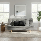 Sofá Cama Bilbao Plata 178x98cm de Tres Puestos Reclinable Antifluido sin Apoya Brazos y con Dos Cojines Decorativos
