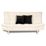 Sofá Cama Bilbao Marfil 178x98cm de Tres Puestos Reclinable Antifluido sin Apoya Brazos y con Dos Cojines Decorativos