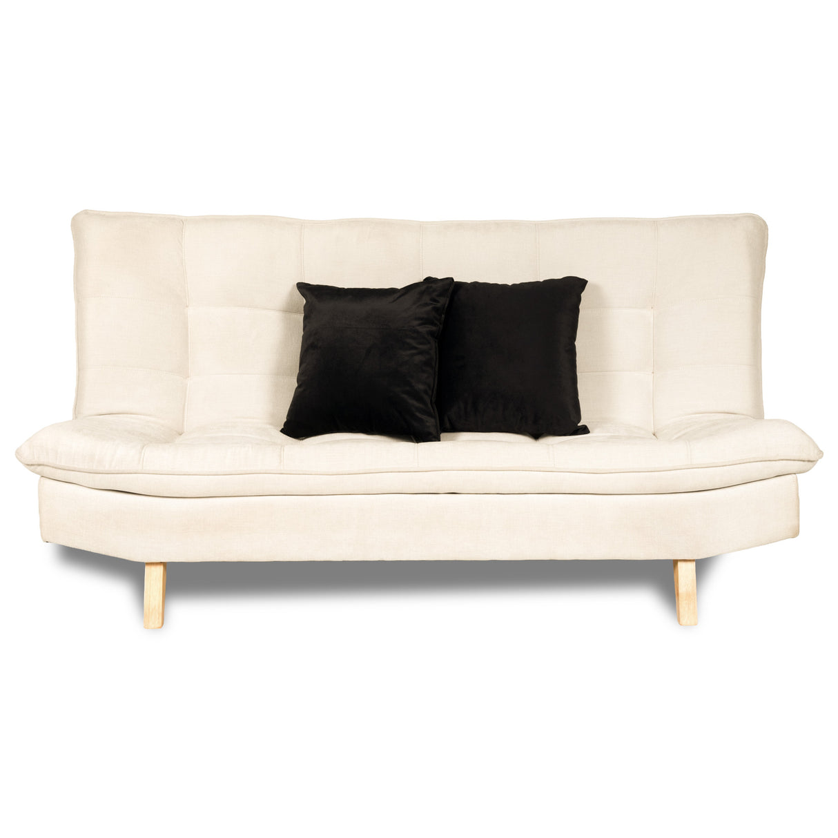 Sofá Cama Bilbao Marfil 120x93cm de Tres Puestos Reclinable Antifluido sin Apoya Brazos y con Dos Cojines Decorativos