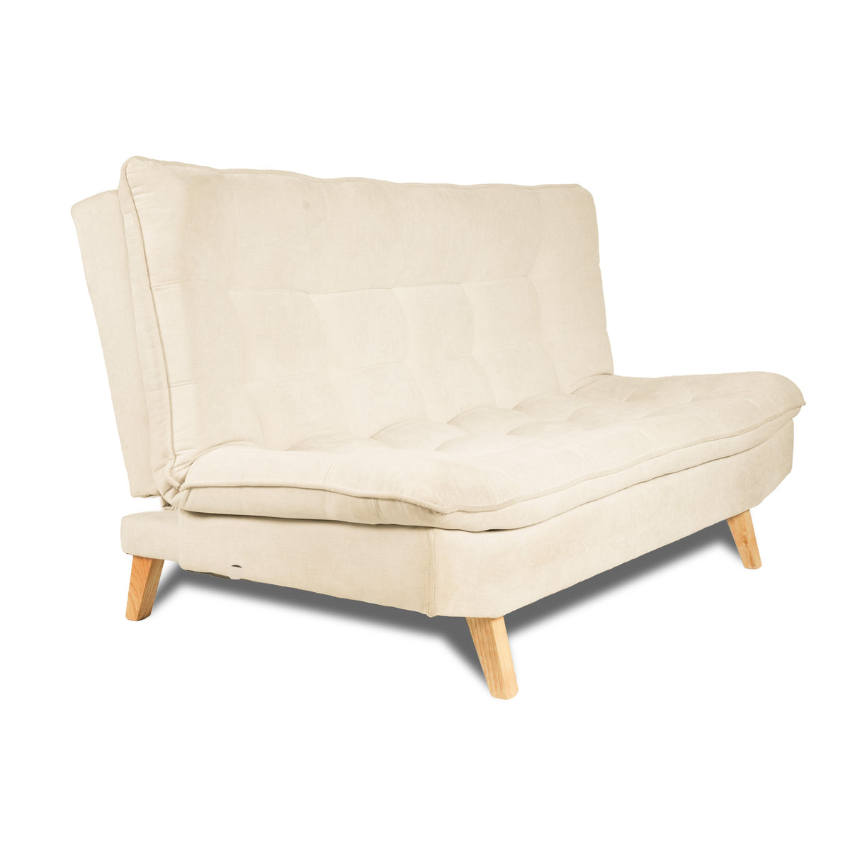 Sofá Cama Bilbao Marfil 178x98cm de Tres Puestos Reclinable Antifluido sin Apoya Brazos y con Dos Cojines Decorativos