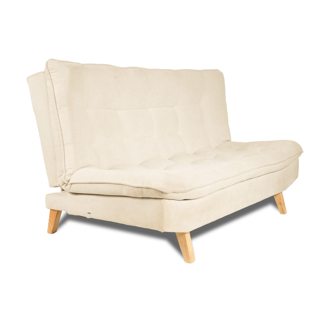 Sofá Cama Bilbao Marfil 120x93cm de Tres Puestos Reclinable Antifluido sin Apoya Brazos y con Dos Cojines Decorativos