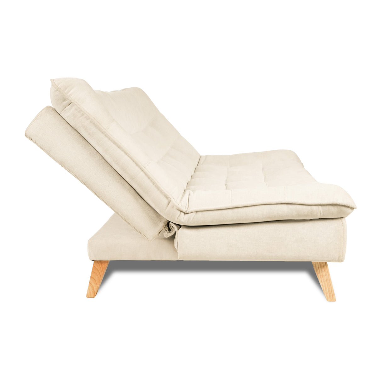 Sofá Cama Bilbao Marfil 120x93cm de Tres Puestos Reclinable Antifluido sin Apoya Brazos y con Dos Cojines Decorativos