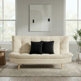 Sofá Cama Bilbao Marfil 178x98cm de Tres Puestos Reclinable Antifluido sin Apoya Brazos y con Dos Cojines Decorativos