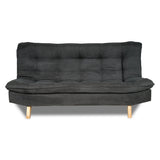 Combo Sofá Cama y Puff Bilbao Gris 120x93cm de Tres Puestos Reclinable Antifluido sin Apoya Brazos