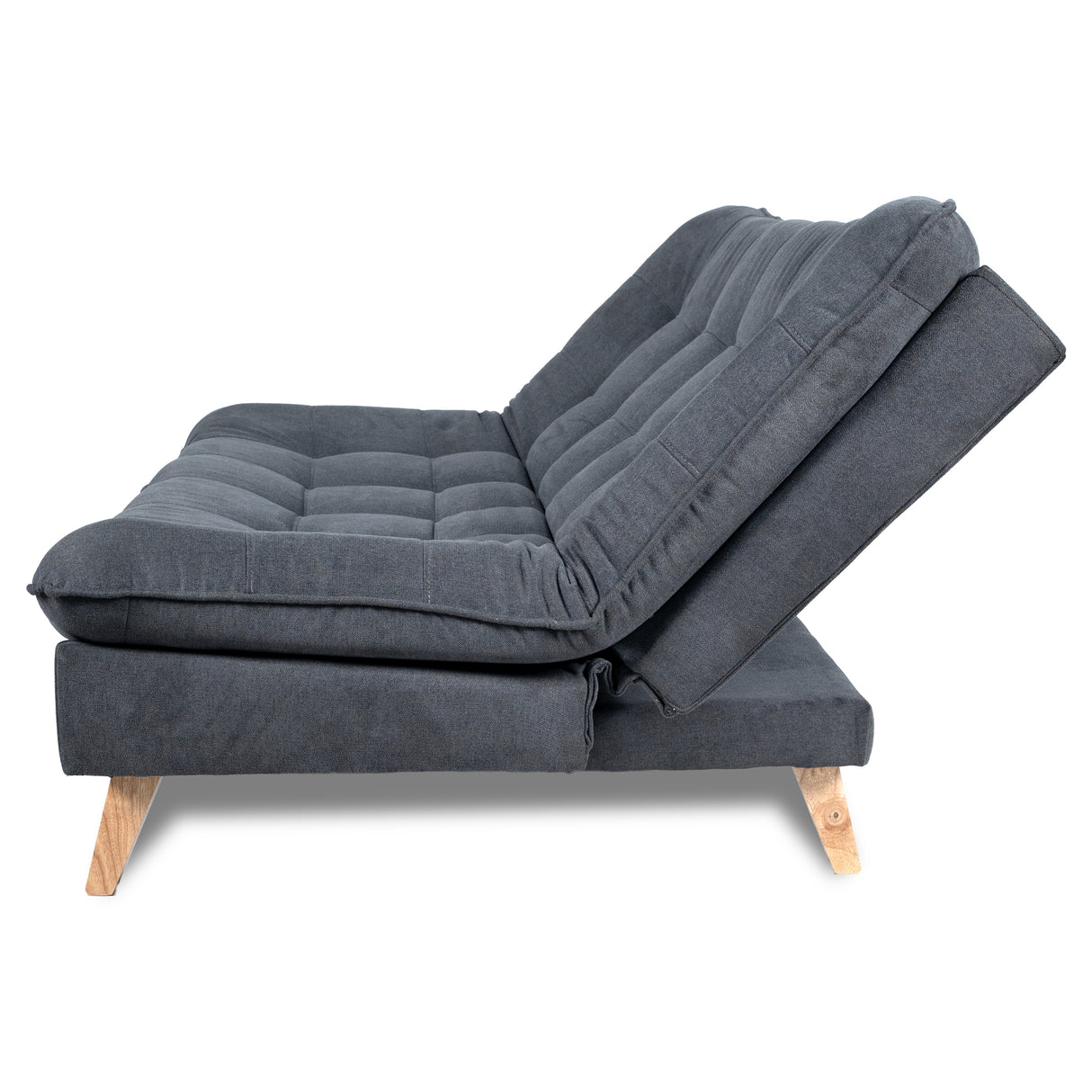 Combo Sofá Cama y Puff Bilbao Gris 120x93cm de Tres Puestos Reclinable Antifluido sin Apoya Brazos