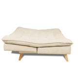 Combo Sofá Cama y Puff Bilbao Marfil 120x93cm de Tres Puestos Reclinable Antifluido sin Apoya Brazos