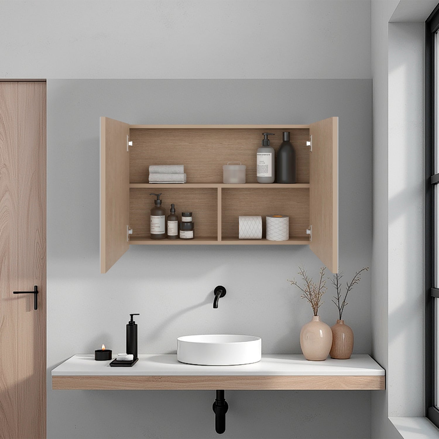 Gabinete de Baño R Plus Cartagena 80x50cm con Dos Puertas y con Espejo