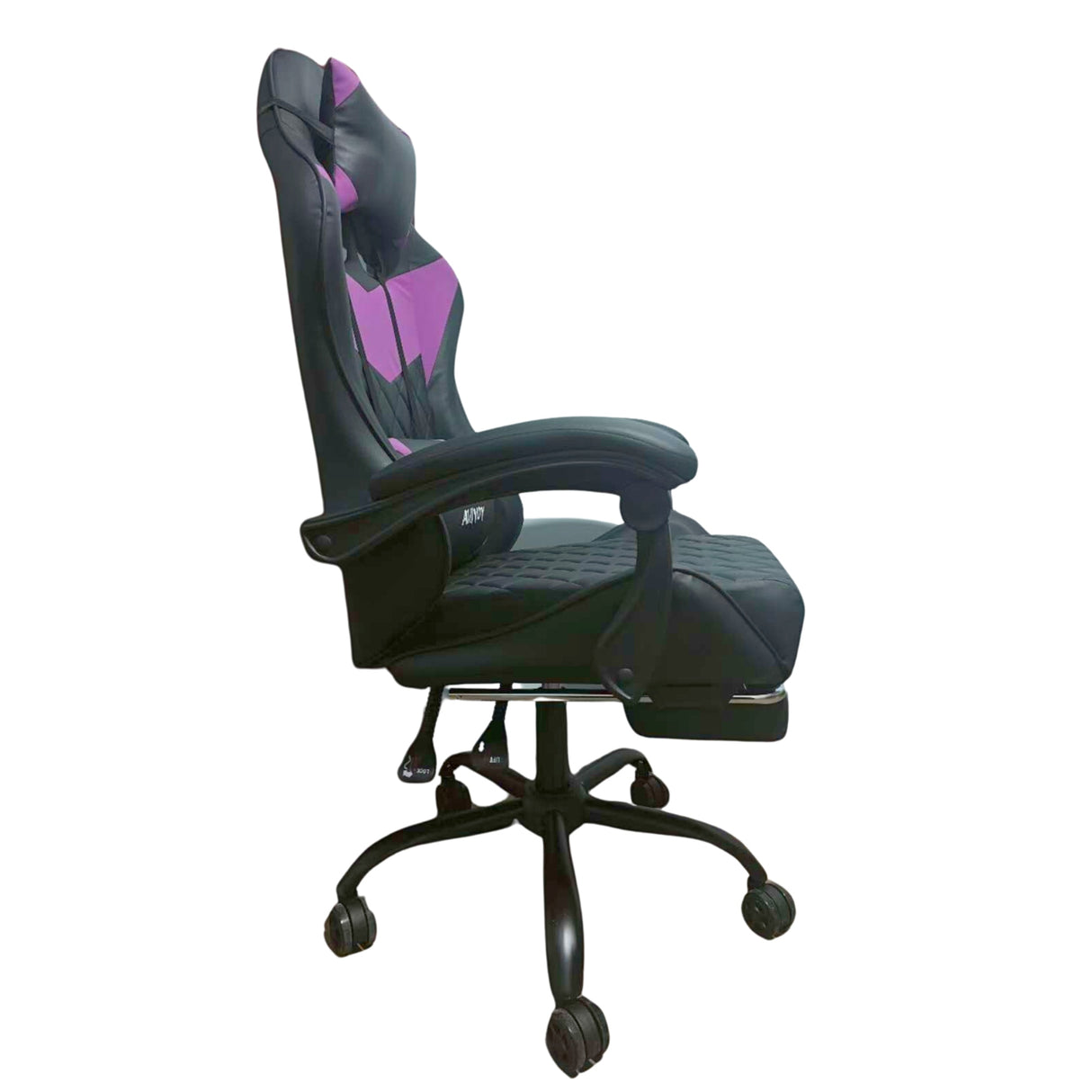 Silla Gamer Sakai Negro y Violeta 62x122cm Ergonómica con Soporte Lumbar Reposapiés y con Apoya Cabezas