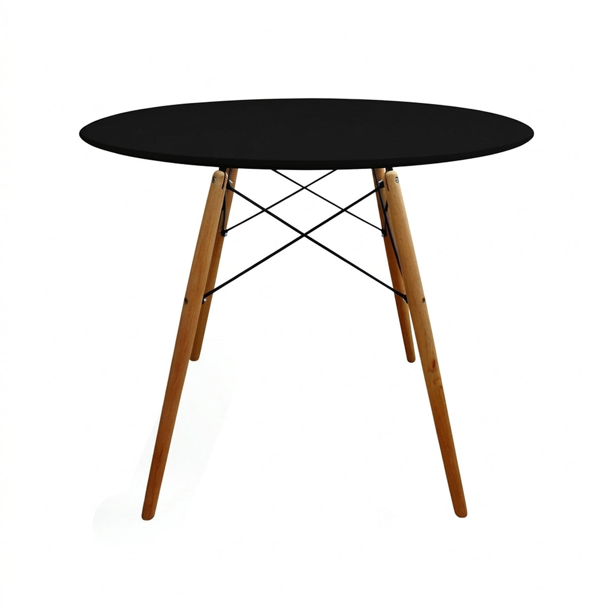 Mesa de Comedor Negro 80x70cm Circular de Cuatro Puestos sin Sillas