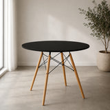 Mesa de Comedor Negro 80x70cm Circular de Cuatro Puestos sin Sillas