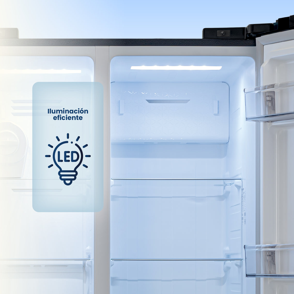 Nevecón No Frost Challenger Side by Side Inverter Dark Inox 84x176.5cm de 430 Litros con Pantalla Digital