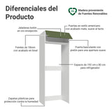 Mueble Auxiliar para Nevera Vik Blanco y Verde 80x225cm con Un Entrepaño y Un Compartimiento