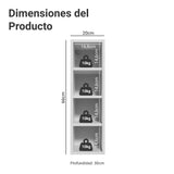 Estanteria Flotante Neo Blanco 20x66cm con Cuatro Compartimientos y con Cuatro Entrepaños