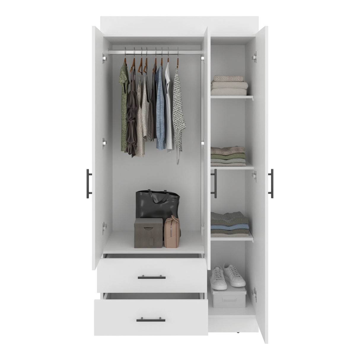 Closet Houston Blanco Marquez 90x180cm con Tres Puertas y con Tres Entrepaños