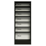 Mueble Multiusos para Aseo Negro 60x182cm con Puerta y con Siete Compartimientos