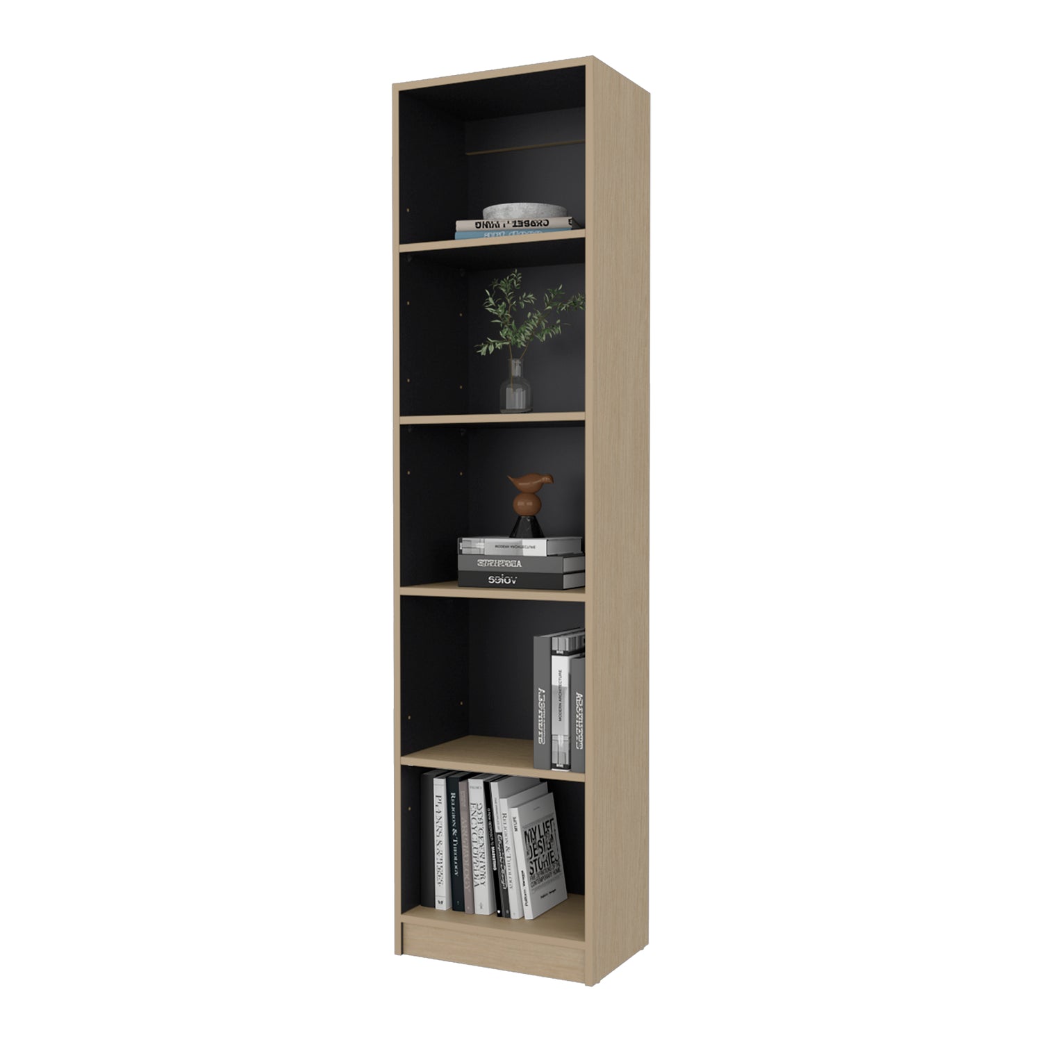 Estantería E-M2 Cartagena y Wengue 45x180.6cm con Cinco Compartimientos y con Tres Entrepaños