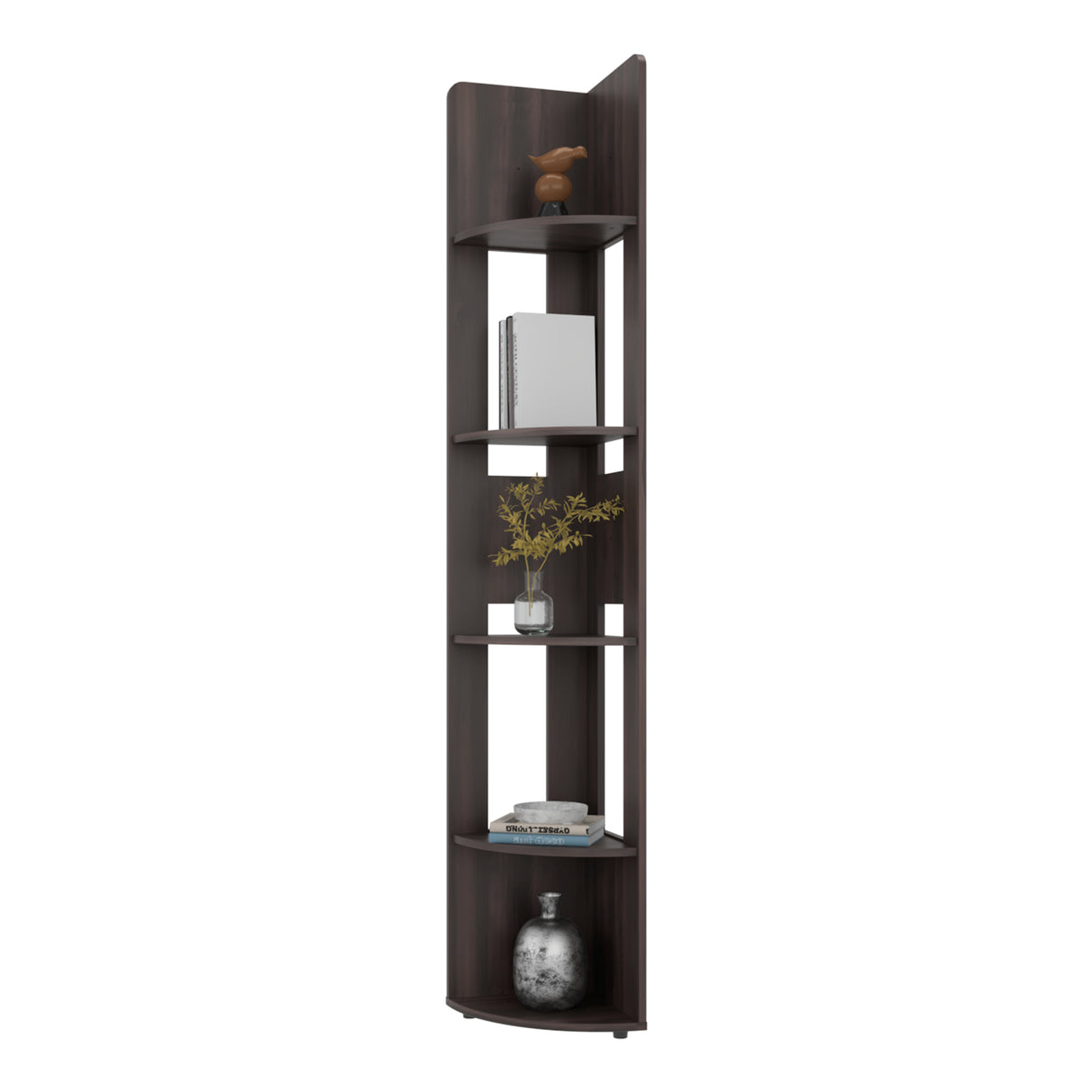 Estantería E-M7 Nogal 30x180.6cm con Cinco Compartimientos y con Cuatro Entrepaños
