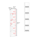 Estantería E-M7 Plomo 30x180.6cm con Cinco Compartimientos y con Cuatro Entrepaños